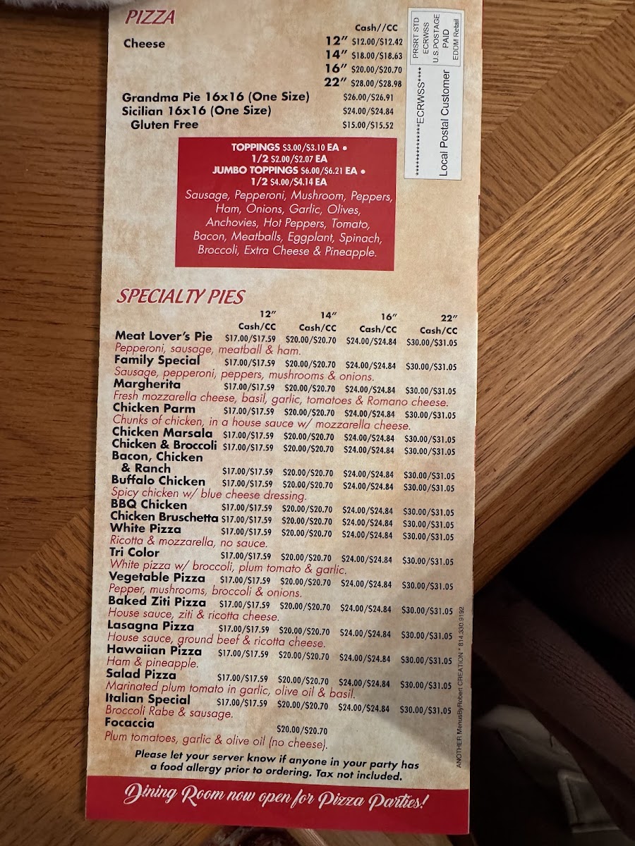 Menu Palisades Pizza & Pasta-1